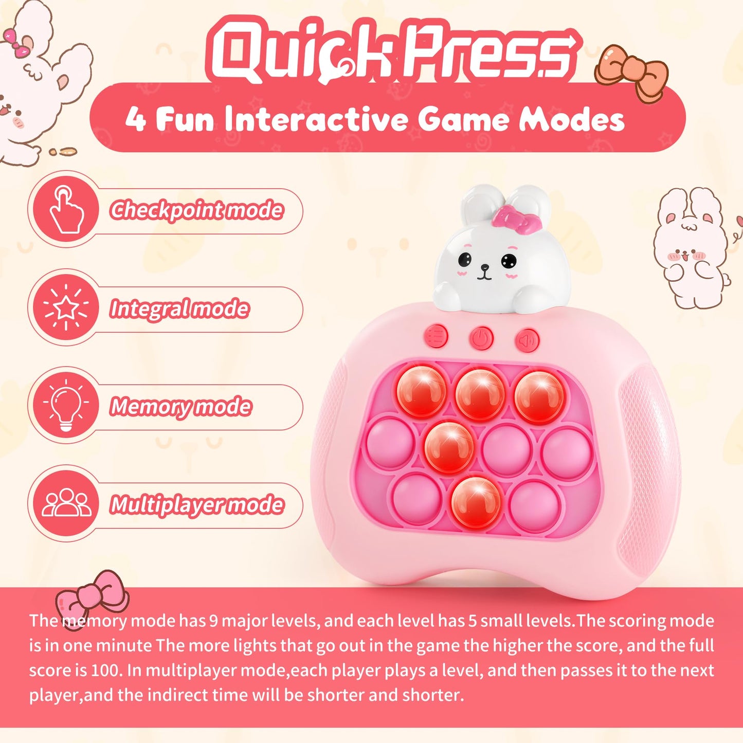 Kindergarten Graduation Gifts,Bunny Pop Quick Push Game Graduation Toy, Preschool Class of 2025 Fast Push Game Fidget Sensory To