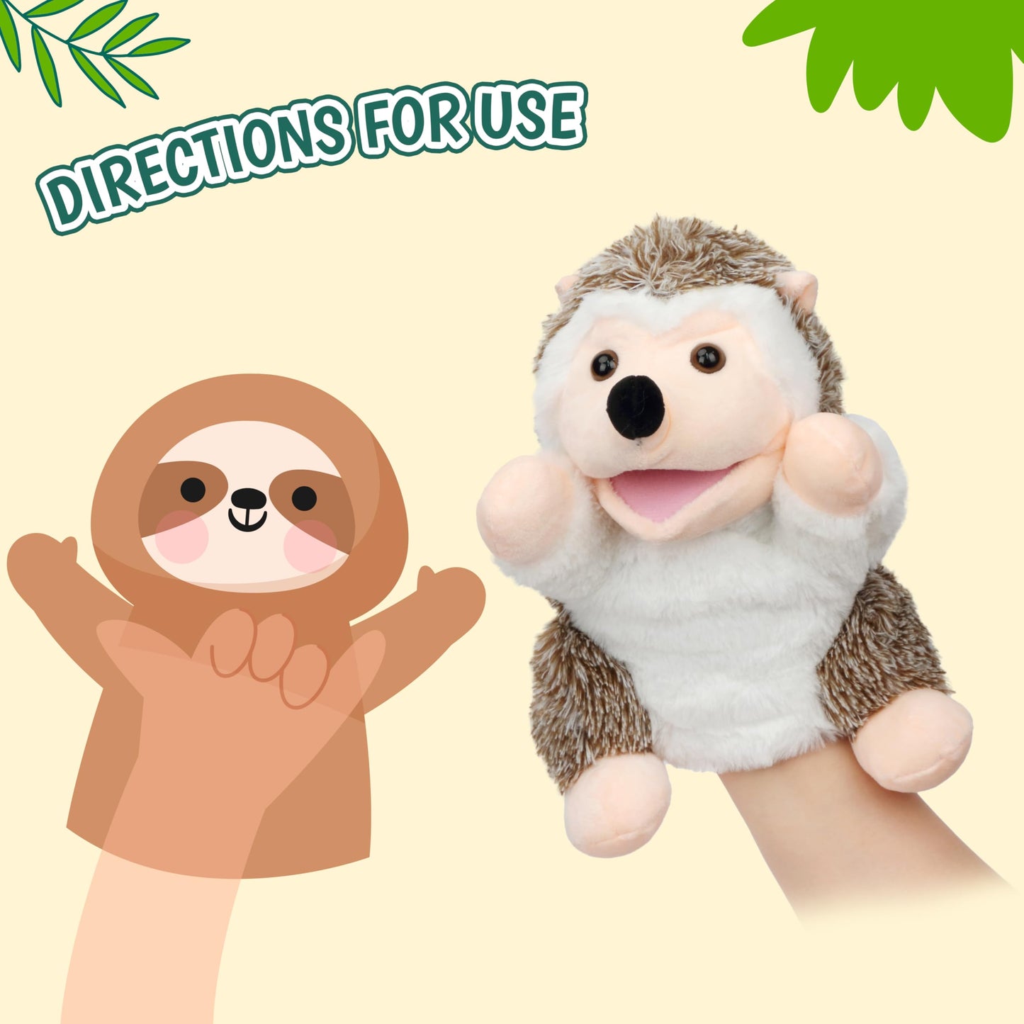 Easfan Hedgehog Hand Puppet With Movable Mouth Interactive Storytelling Cute Soft Plush Toy Creativity And Imagination Easter Ch