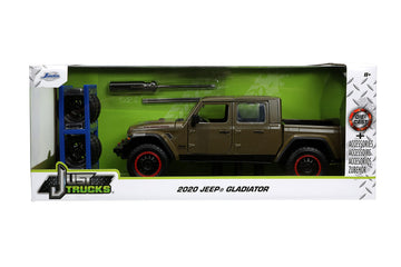 Just Trucks 1:24 2020 Jeep Gladiator Die-Cast Car Brown With Tire Rack, Toys For Kids And Adults