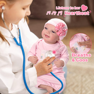 Babeside Lifelike Reborn Baby Dolls With Heartbeat And Coos Leen, 20-Inch Soft Baby Feeling Realistic-Newborn Baby Dolls Interactive Real Life Baby Dolls Girl For Kids Age 3+