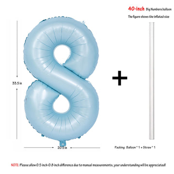 40 In Matte Blue Number Balloons Helium Foil Mylar Balloon Birthday Party Banquet Decoration Digital 8