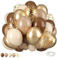 Brown And Gold Balloons, 12 Inch Retro Brown Cream Balloon, Metallic Sand Gold Brown Beige Balloons, Apricot Neutral Gold Balloo