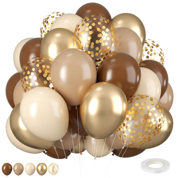 Brown And Gold Balloons, 12 Inch Retro Brown Cream Balloon, Metallic Sand Gold Brown Beige Balloons, Apricot Neutral Gold Balloo