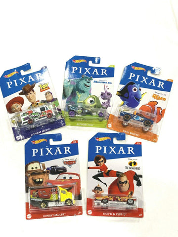 Diecast Hotwheels 2020 Pixar Series Set Of 5 Cars, Toys Story - Nemo - Monsters Incredibles!