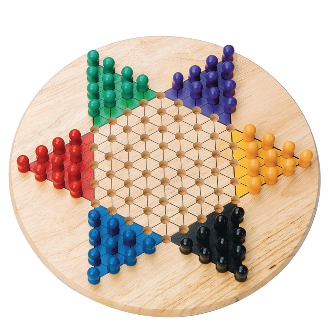 S&S Worldwide All Wood Chinese Checkers Set - 11" Board with 60 Pegs, Multicolor, Ages 7+, Model TZ-HJ-004