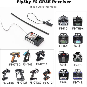 WOAEIUOS Flysky FS-GR3E Receiver AFHDS Long Range 3CH 2.4GHz Surface Receiver for FS-GT2 FS-GT2B FS-GT3B FS-GT3C FS-IT4S Transmi