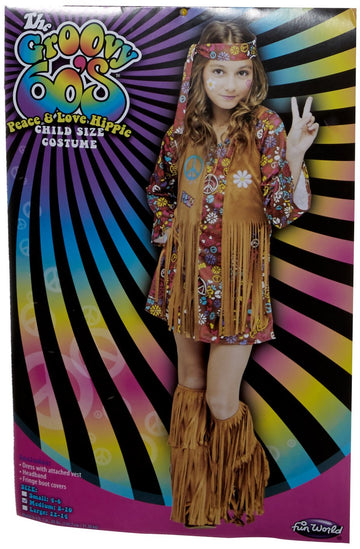 Fun World Girl'S Peace & Love Hippie Child Costume, Small