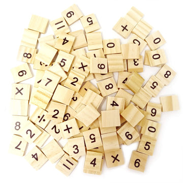 Honbay 100Pcs Wooden Scrabble Tiles Numbers Symbols Tiles For Craft Projects, Games, Early Childhood Education