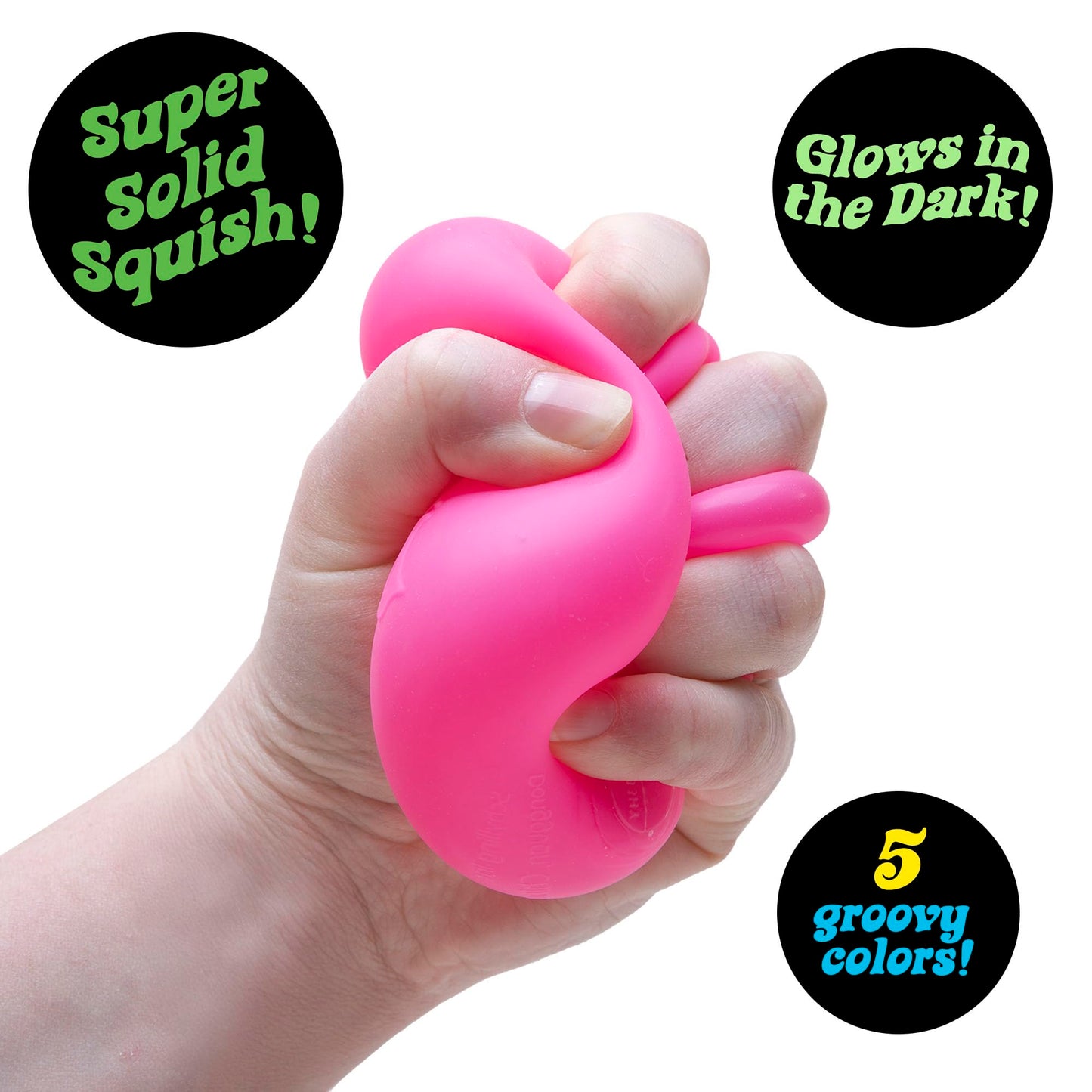 Schylling Needoh Nice Cube Glow - Sensory Toy With A Super Solid Squish - Glows In The Dark And Always Returns To Its Square Sha