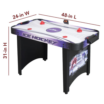 Hathaway Hat Trick 4-Ft Air Hockey Table For Kids And Adults With Electronic And Manual Scoring, Leg Levelers, Black/Blue