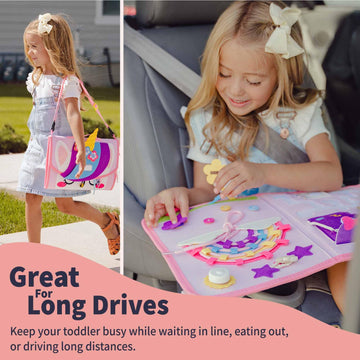 Unicorn Busy Board For 3 Year Old Girl - Toddler Girl Toys, Gifts For 3+ Year Old Girls - Toys For 3 Year Old Girl. Montessori T