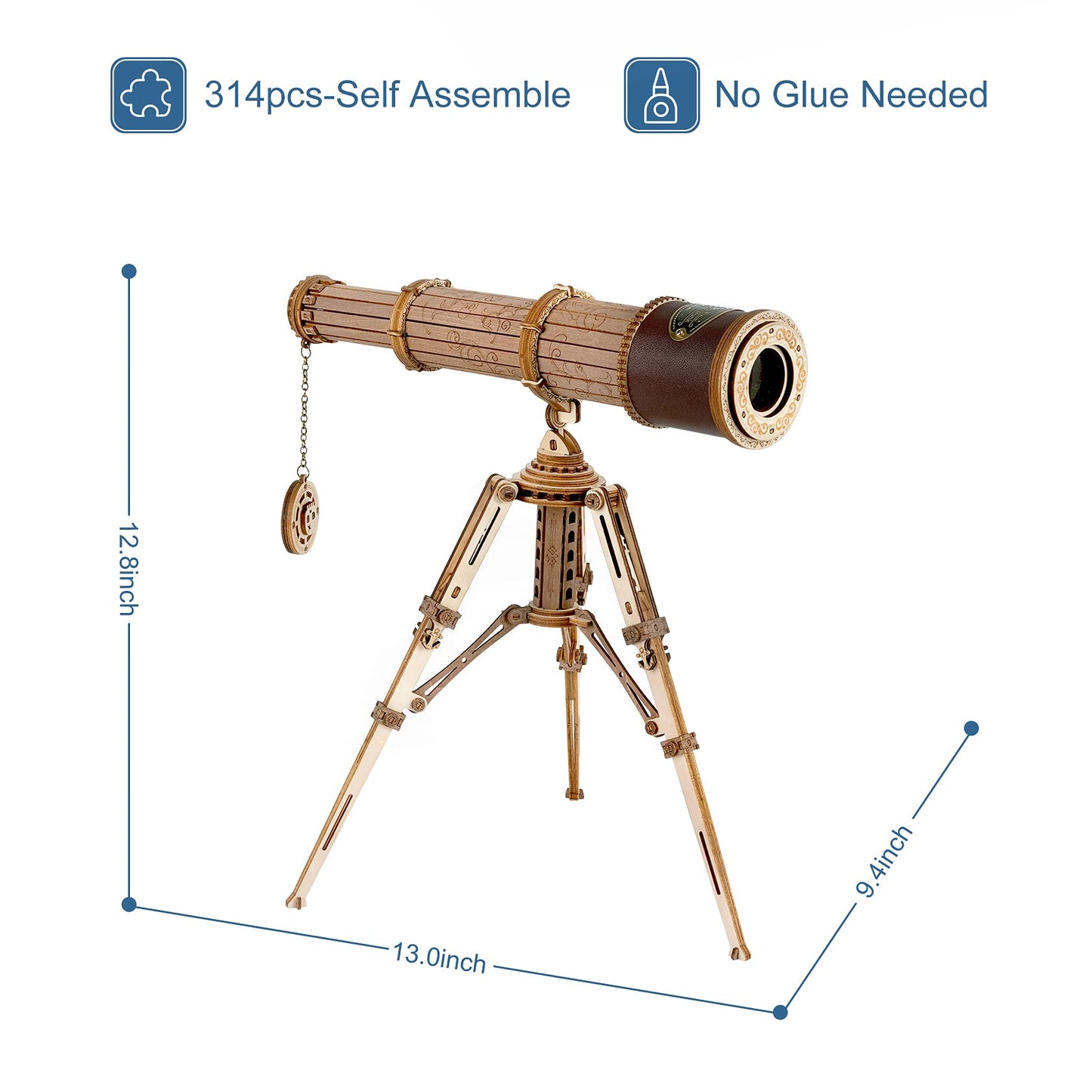Rowood Telescope 3D Puzzles For Adults, Diy Wooden Model Building Kit, Christmas Birthday Gift For Kids Teens
