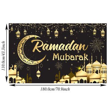 Ramadan Mubarak Party Decorations Eid Al-Adha Mubarak Backdrop For Ramadan Party Supplies Banner Photo Booth Prop