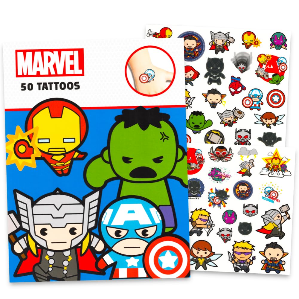 Marvel Super Hero Temporary Tattoos Set - 150 Avengers & Ninja Turtles Tattoos with Reward Stickers - Fun Party Favors