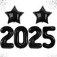 Katchon, Giant 2025 Balloon Numbers Black - 40 Inch | 2025 Balloons With Black Star Balloons For New Years Eve Party Supplies 2025 | 2025 Black Balloons For Happy New Year Decorations 2025, Nye Decor