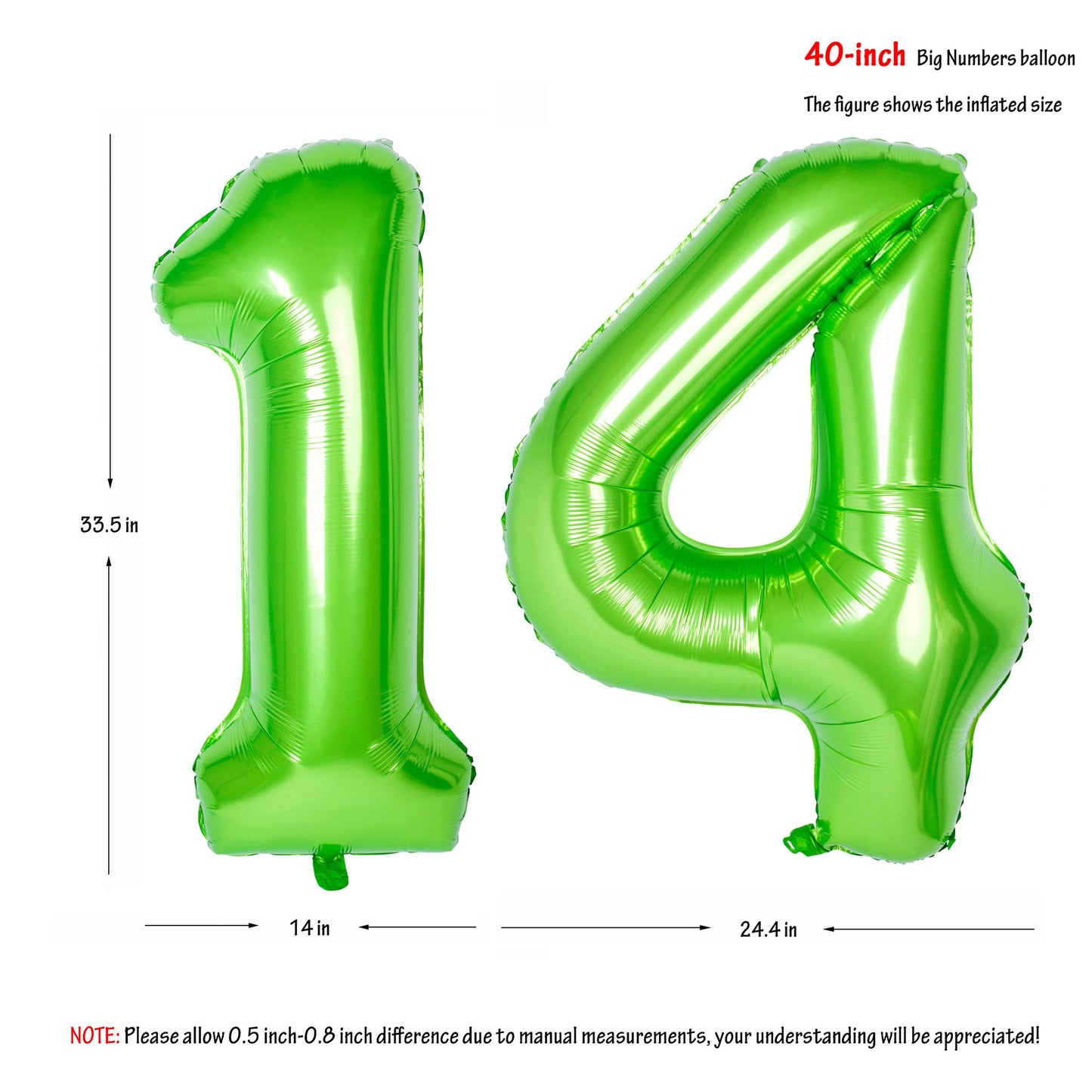 Number Balloons 40 Inch Green Birthday Party Decorations 14St Digital Jumbo Helium Foil Mylar Balloon