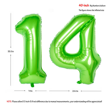 Number Balloons 40 Inch Green Birthday Party Decorations 14St Digital Jumbo Helium Foil Mylar Balloon