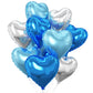 Blue Silver Heart Balloons,10Pcs Light Blue Foil Heart Shaped Love Balloons,18Inch Dark Blue Silver Helium Mylar Balloons For Va