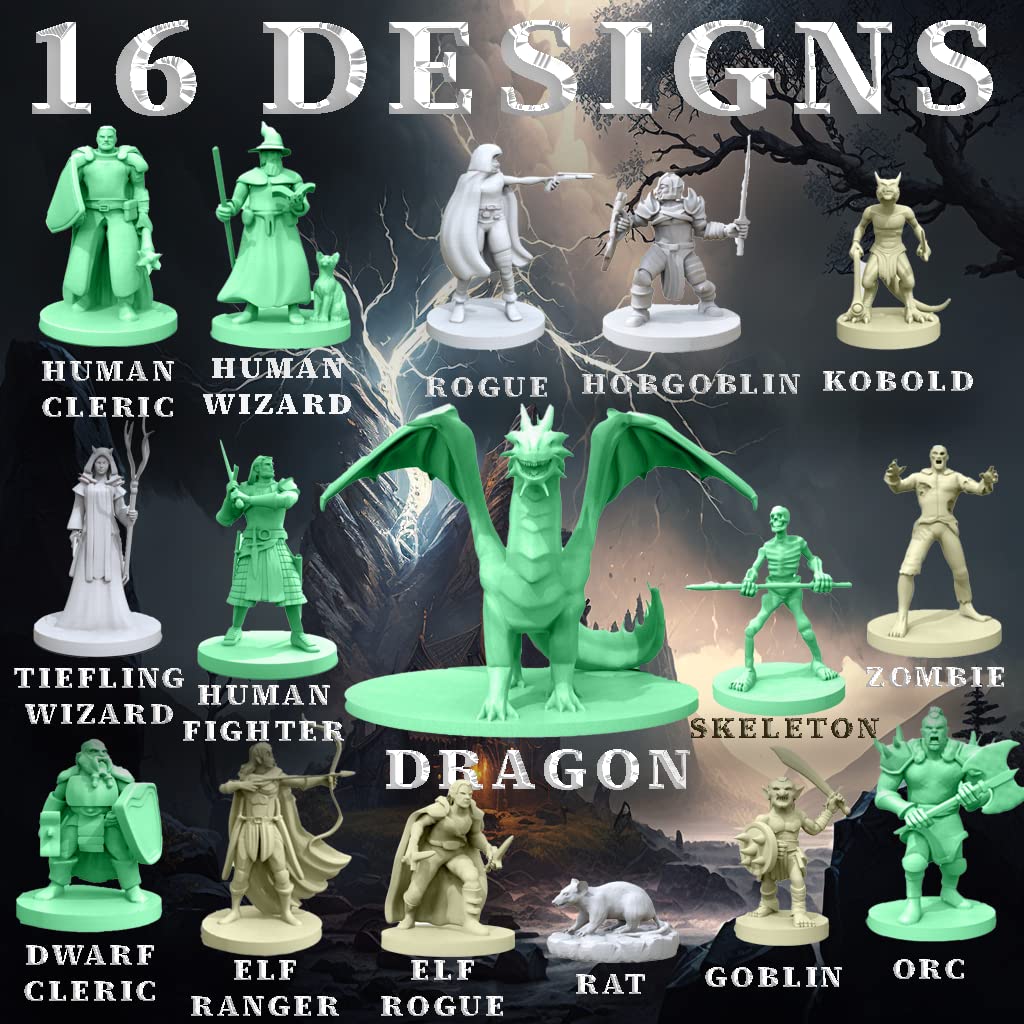 House Of Bodian Mythical Heroes Mini Figure Set For Rpgs - 93 Pcs In 16 Designs - Heroes And Monsters - Suitable Size For Dnd
