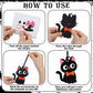 Yexiya 24 Sets Halloween Craft Kits Black Cat Crafts DIY Hanging Ornaments with Sticker and Ribbon Pumpkin Moon Corn Paper Hangi