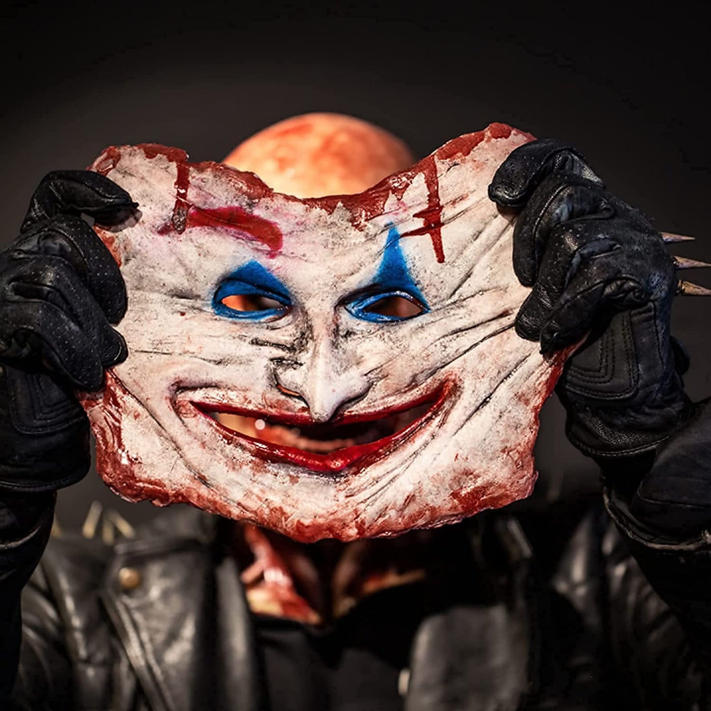 Lanckeli Joker Double Layer Peelable Surface Halloween Horror Mask, Scary Mask + Bloody Creepy Skull Mask with Moving Jaw, Made