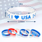 Junebrushs 24Pcs 4Th Of July Party Favors Silicone Bracelets Usa American Flag Red White And Blue Rubber Wristbands For Patrioti