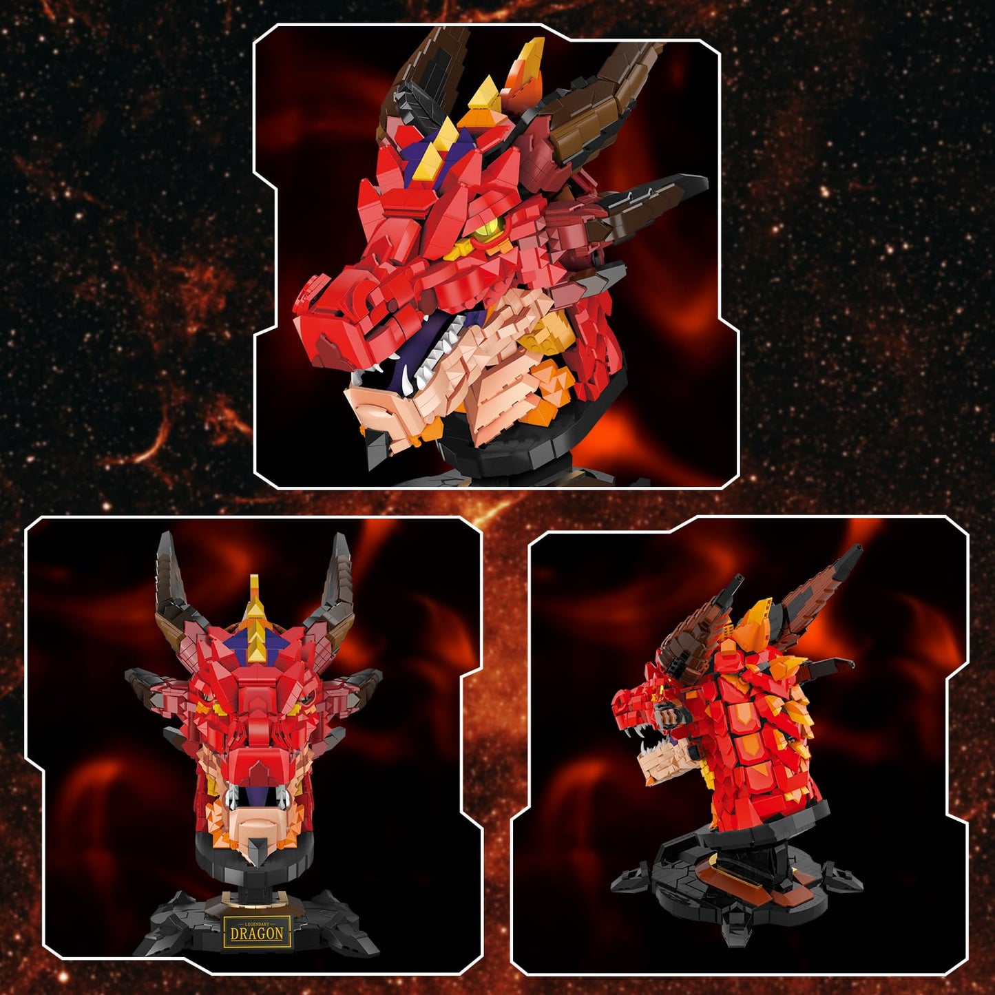 NUTCRACKER Fire Dragon Building Set - Adult Model, 2713 Pieces, Large, Acrylonitrile Butadiene Styrene, Style A, Gift for Teens 14+