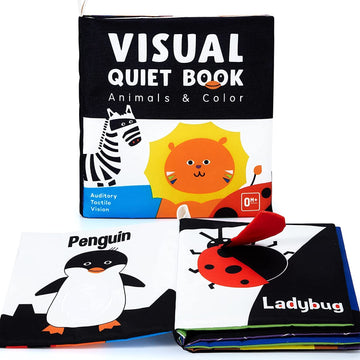 Beiens Soft Baby Books, High Contrast Black And White Books Nontoxic Fabric Touch And Feel Crinkle Cloth Books Early Educational Stimulation Toys For Infants Toddlers, Baby Girl & Baby Boy Gift Animal