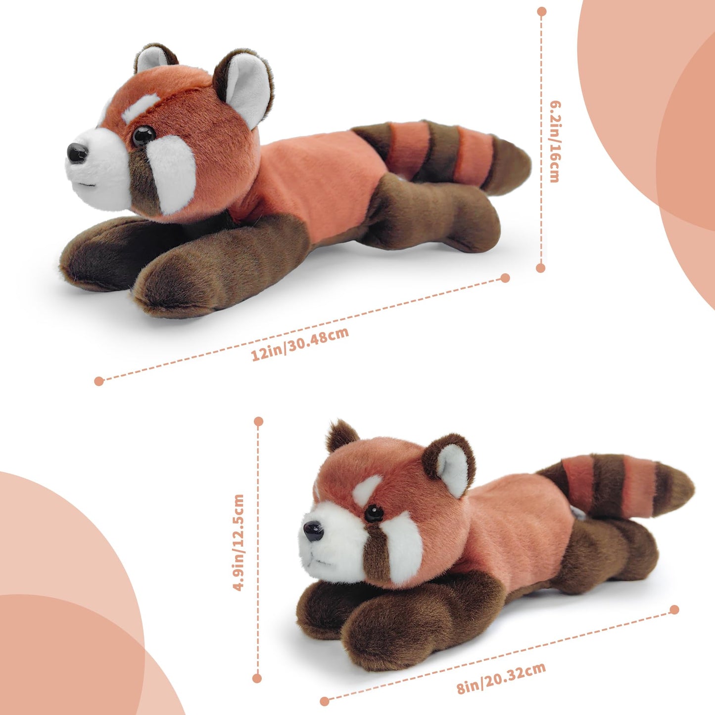 Hideekoog Stuffed Animal for Kids 8 inch Realistic Animal Plush Toy Lying Down Posture Animals Plush for Boys Girls mature-themed Birthday Hug Teaching(S-Lesser Panda)