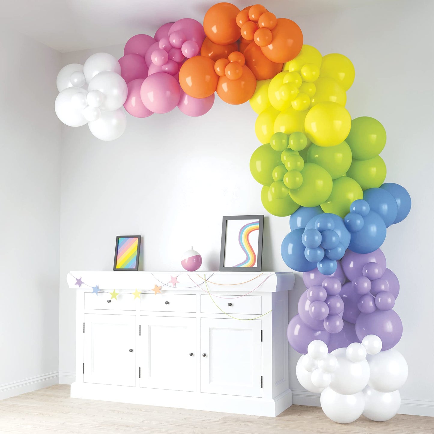 House Of Party Rainbow Balloon Arch Kit - 140 Pcs Groovy Easter Balloon Arch | Pastel Balloon Garland Kit With Pink, Yellow, Ora