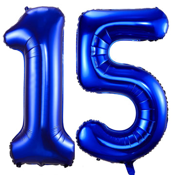 Navy Blue 15 Balloon Numbers,40 Inch Dark Blue 15 Or 51 Birthday Balloons Large Foil Mylar Balloons Number 15 For Birthday Party Anniversary Decorations