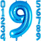Blue Number 9 Balloon 40 Inch, Big Large Foil Helium Number Balloons, Jumbo Giant Mylar Number 9 Balloons For 9 Year Old Birthda