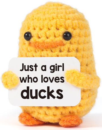Mbl Positive Duck For Girl Gifts - Funny Handmade Emotional Uplifting Support Inspirational Knitted Duck Animal Stuff For Women