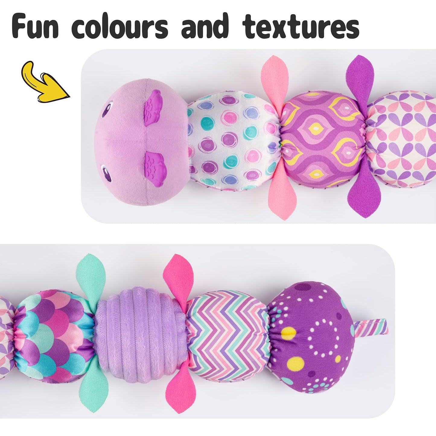 Sumobaby Infant Baby Musical Multi-Sensory Caterpillar, Stuffed Animal Activity Soft Toys, For Tummy Time Newborn 0-3-6-12 Months Girls, Purple