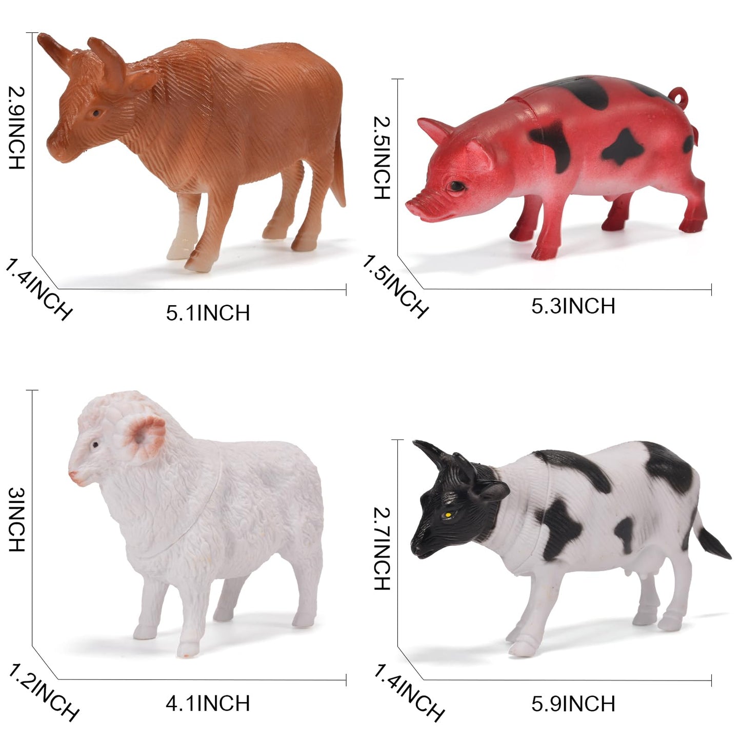 Zcpotizi 12 Pack Large Farm Animals Toys For Kids 3-5 Year Old Toddlers Realistic Plastic Farm Animal Figures Playset Animal Pou