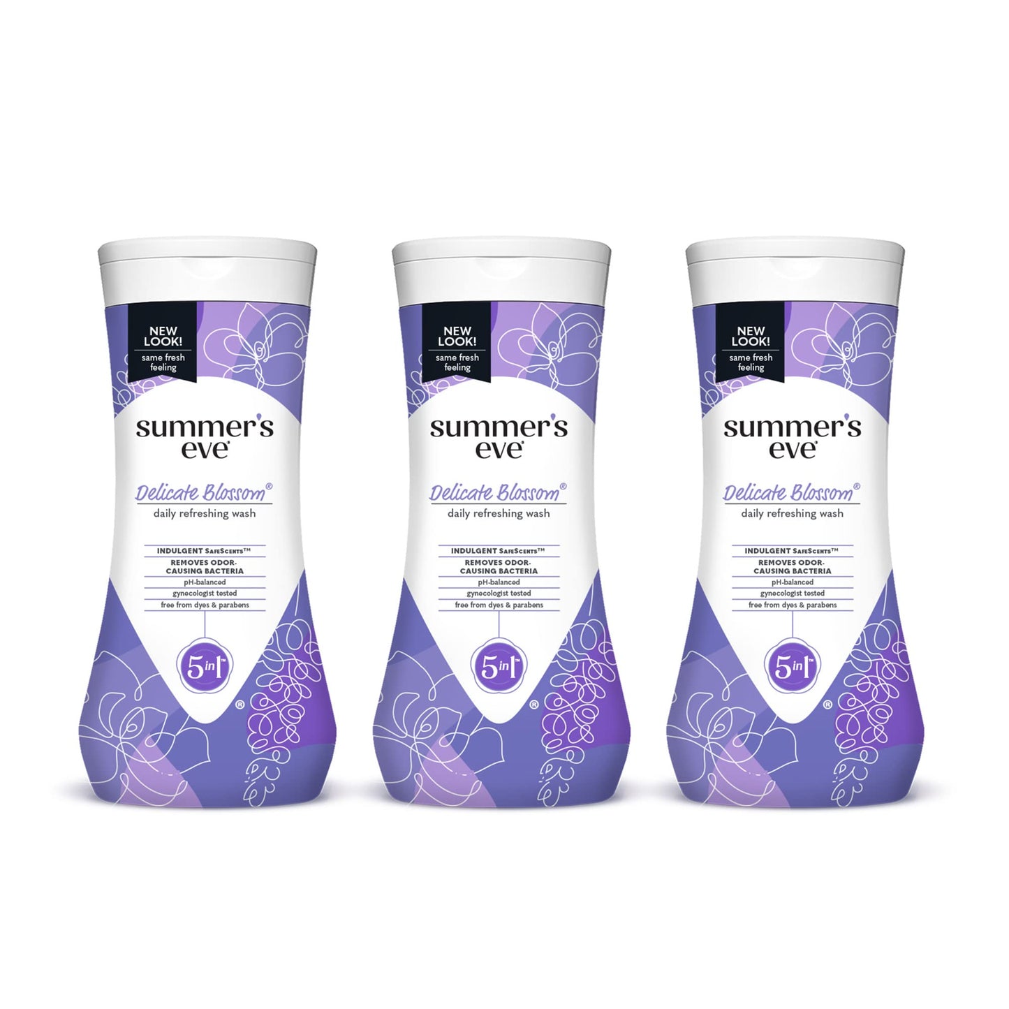 Summers Eve Delicate Blossom Daily Refreshing Feminine Wash, Removes Odor, Ph Balanced, 15 Fl Oz, 3 Pack