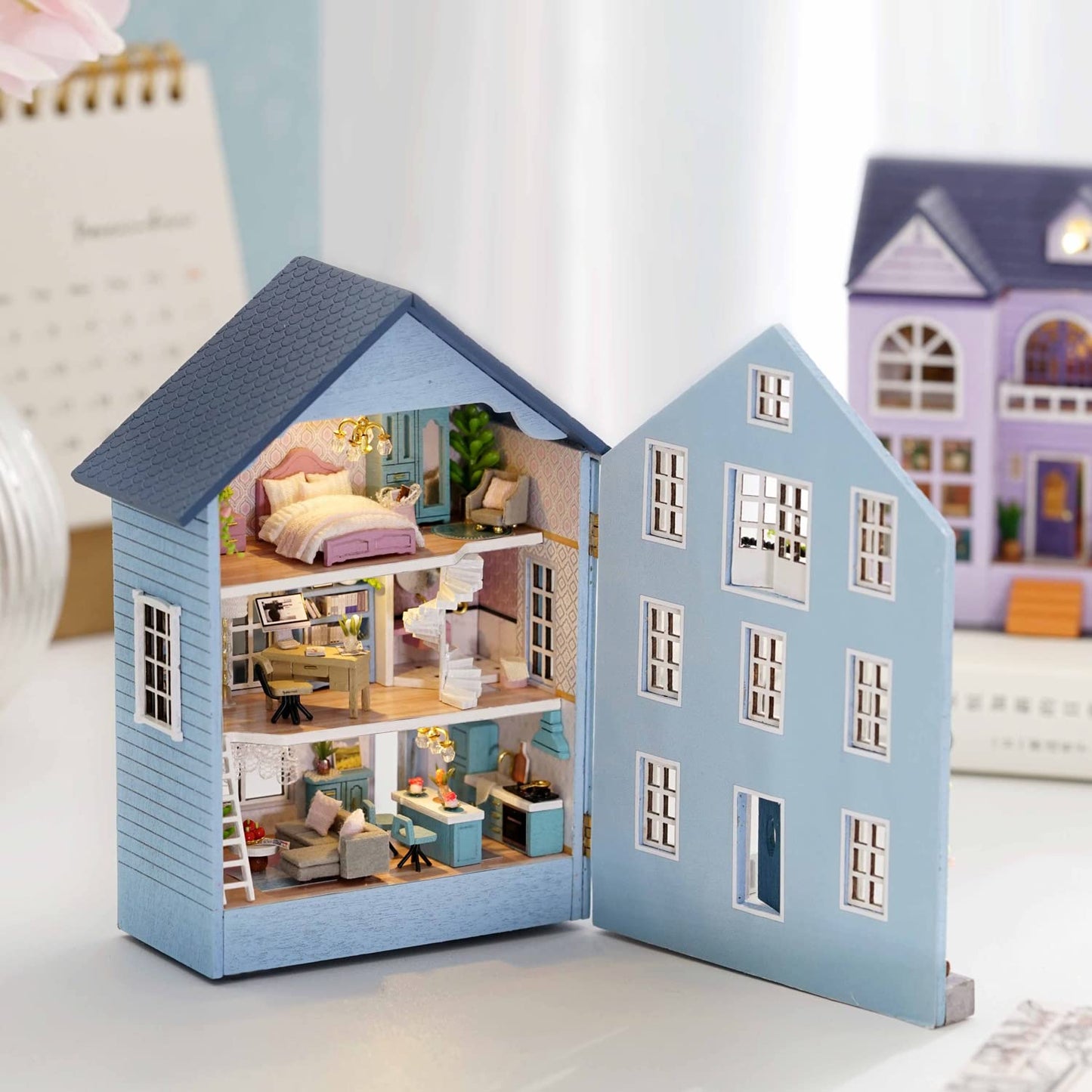 Cuteroom Dollhouse Miniature With Furniture, Diy Wooden Dollhouse Kit Plus Led Lights, Creative Room For Valentine'S Day Gift Id
