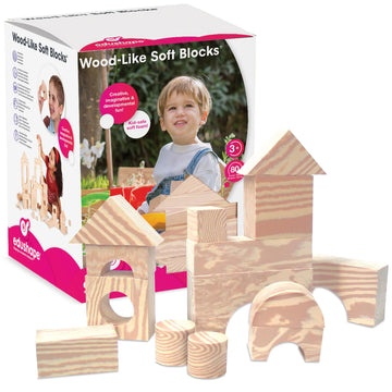 Edushape Wood-Like Soft Baby Blocks For Toddlers 1-3, 80 Pieces Regular Size - Edu-Blocks Soft Blocks Foam Blocks - Stacking Blo