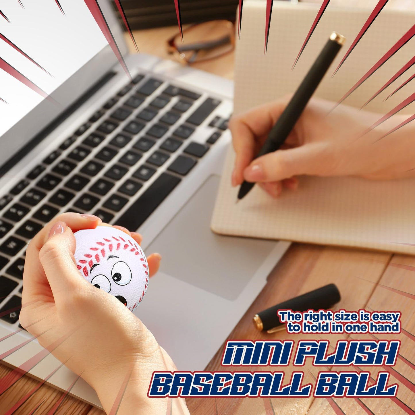 Arrowbash 24 Pcs Mini Face Baseball Stress Balls For Boys Girls Fidget Toys Bulk Foam Balls For Stress And Anxiety Relief Balls