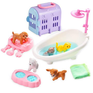 Carolart Pet Sensory Bin,Dog And Cat Sandbox For Kids,Kids Play Sand Kit,Pet Play Set With Sensory Sand,Pet Care Play Set,Role P