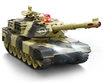 Remote Control Tank For Boys - Kids Simulated Army Tank Toy, 1:28 Scale 8 Channels Rc Tanks With Toy Soldiers, 2 Batteries, Rota