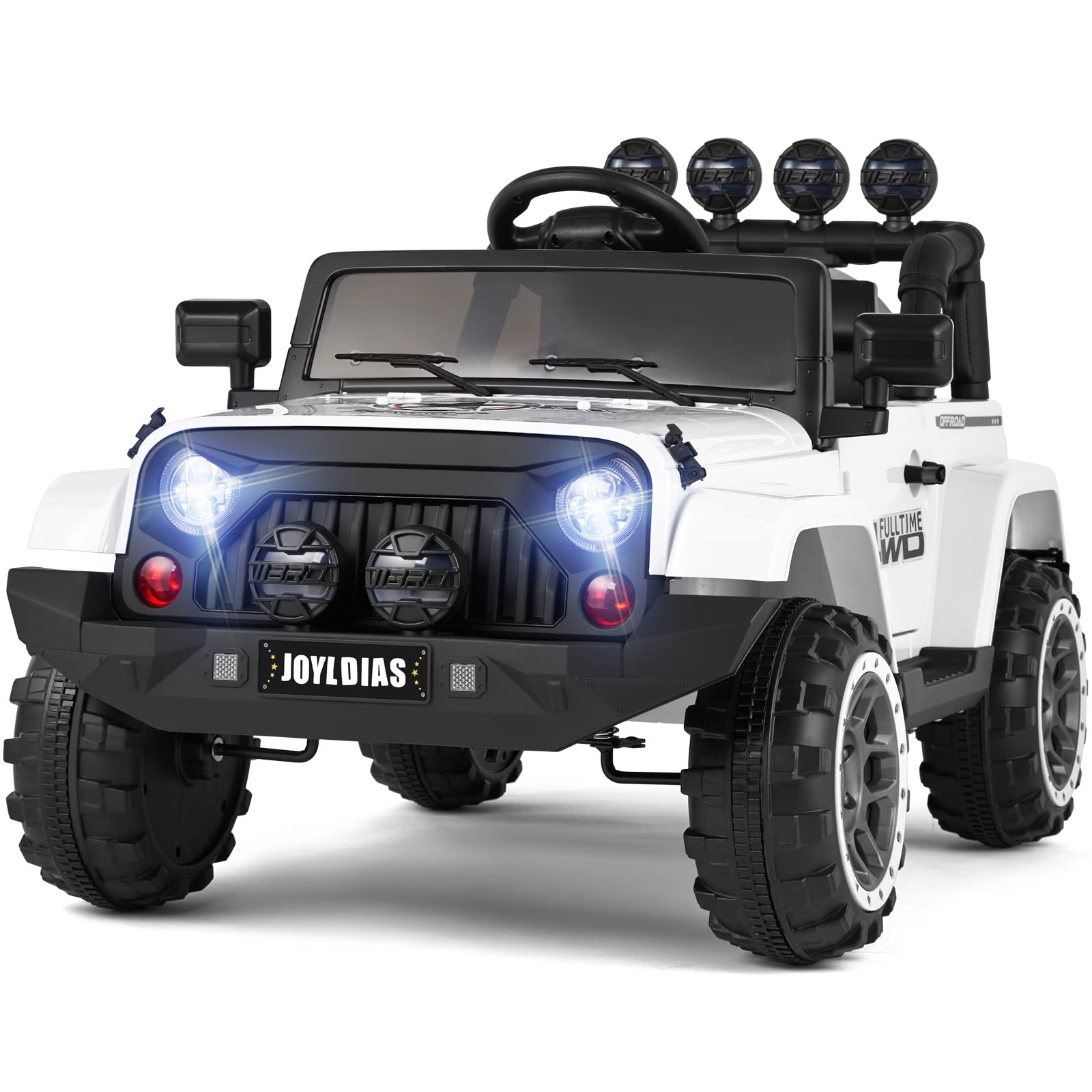 JOYLDIAS Kids Ride On Truck with Storage Space, 12V Childrens Electric Car with 2.4G Parental Remote Control, Music, Bluetooth,