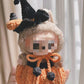 Halloween Clothes for Labubu 2 Piece Handmade Crochet Pumpkin Clothes Accessories for Labubu Outfits with Hat Overall (No Doll Included) (Black)