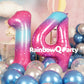 RainbowQ 14 Inch Number Balloons - Large Foil Mylar 0-9 in Pink Blue for Birthday Party Decorations