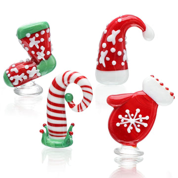 Hdcrystalgifts 4Pcs Blown Glass Christmas Figurines Ornaments Handmade Miniature Christmas Figures For Dollhouse Holiday Decorat