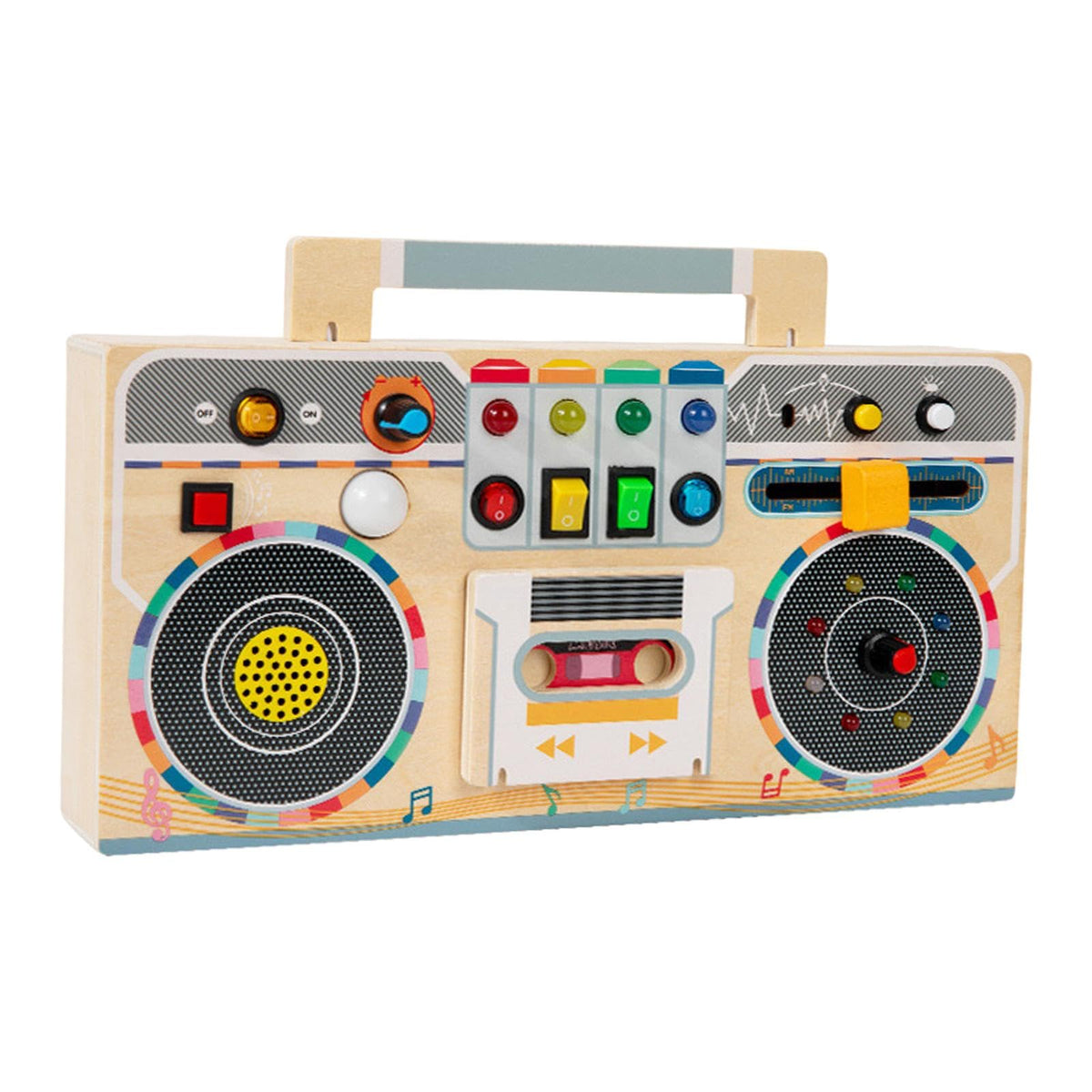 Merishopp Kids Busy Board Activity Board Child Gift Preschool Wooden Radio Sensory Toy