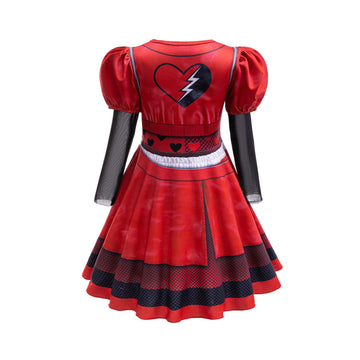 Girls Rise Red Halloween Costume With Wig Kids Halloween Red Costume Dress 5-6Years