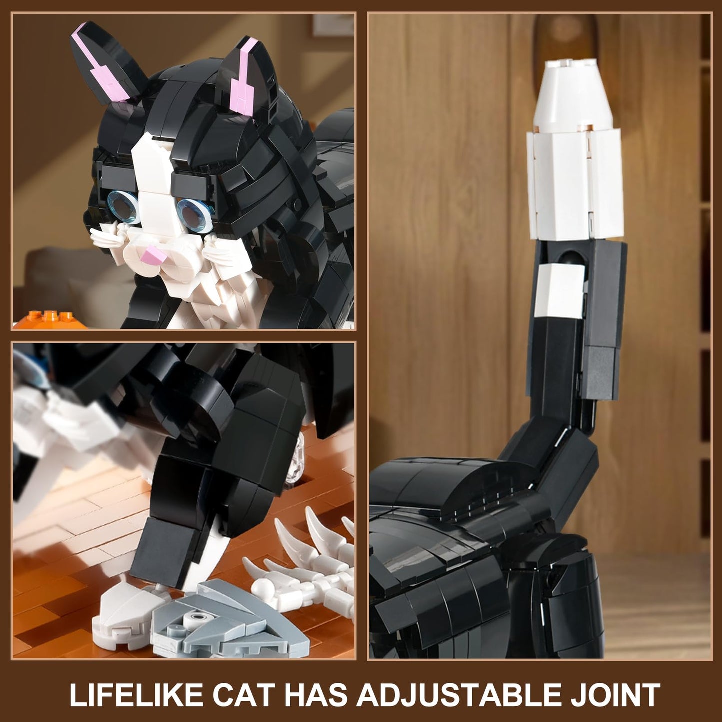XITALAXU Tuxedo Cat Building Set, 1200pcs Plastic Blocks Toy, Large Black and White, Perfect for Home Decor & Gifts for Ages 8+
