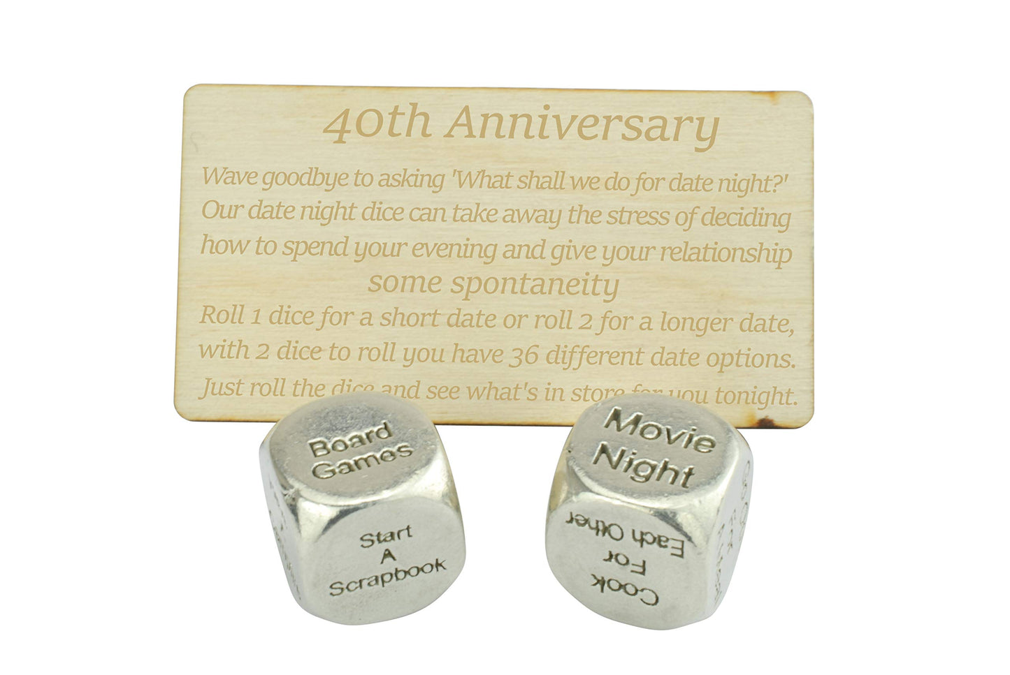 40 Year Anniversary Metal Date Night Dice - Create a Unique 40th Anniversary Date Night