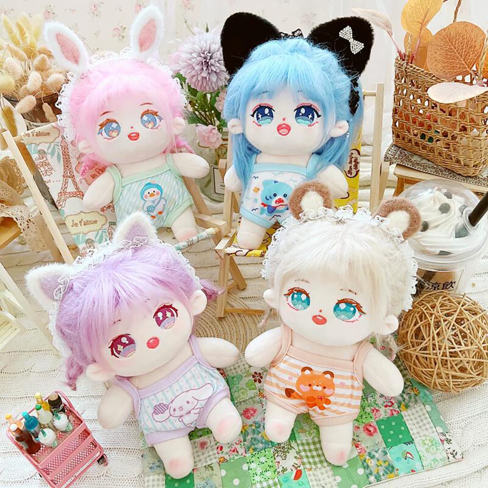 Niannyyhouse 20Cm Plush Doll Clothes Camisole Romper Kpop Doll Dress Up (Purple+Blue)